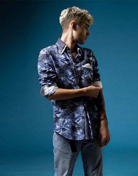 Exotic print shirt, double button-down collar | Naracamicie