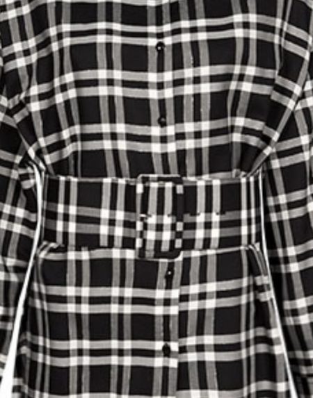 Tartan black & white ασύμμετρη πουκαμίσα Nara Camicie T7030-FO9185