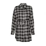 Tartan black & white ασύμμετρη πουκαμίσα Nara Camicie T7030-FO9185
