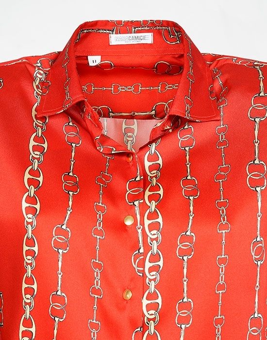 Chain print twill πουκάμισο NaraCamicie T7089-FO9259