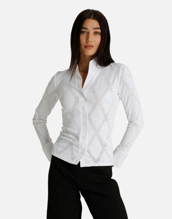 Perforated meryl πουκάμισο NaraCamicie T7042-FO9269