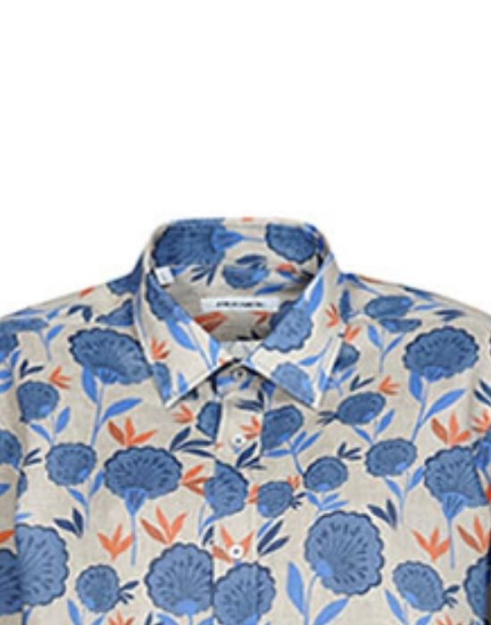 Retro floral print ανδρικό πουκάμισο NaraCamicie E2209-LAO280