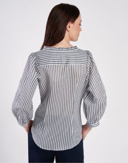 Striped cotton voile shirt Camicetta Snob  41309 967 c114