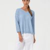 V neck cotton sweater Ploumanach Capri Knit