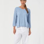 V neck cotton sweater Ploumanach Capri Knit