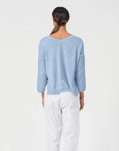 V neck cotton sweater Ploumanach Capri Knit