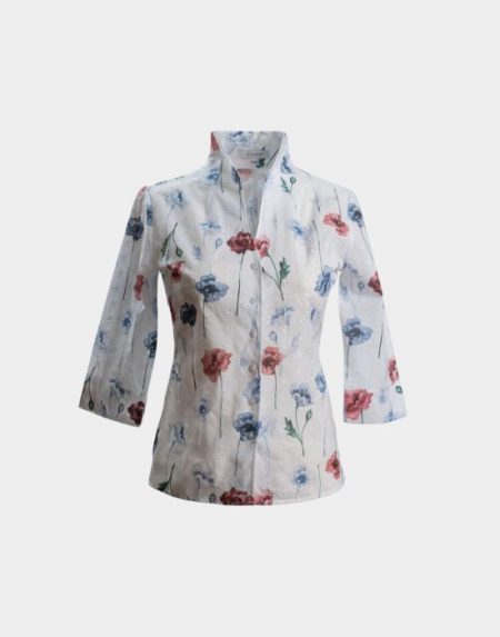 Floral print broderie anglaise shirt Exenne W075 E1316