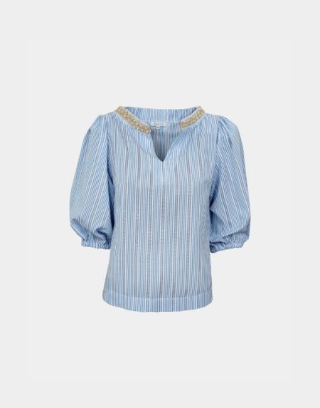 Poplin striped blouse Exenne W067B E1343