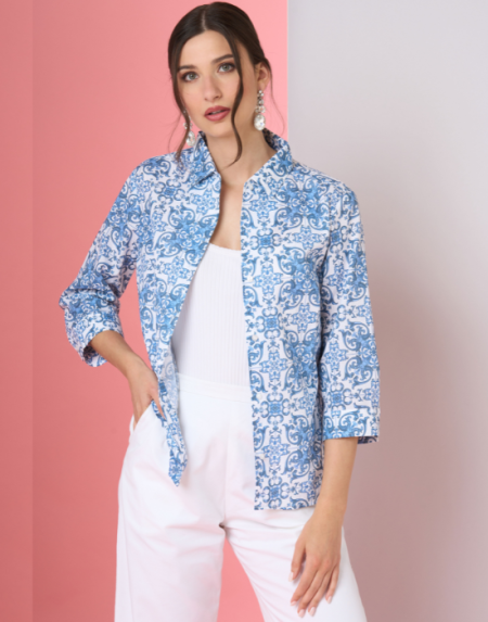 Shirt in printed muslin Exenne W425 E1370