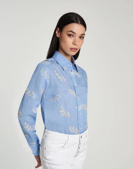 Linen shantung embroidered shirt CamicettaSnob 41339-977R-C365
