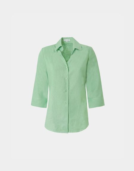 3/4 sleeve pure linen shirt Exenne W070p-E1364