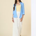 3/4 sleeve pure linen shirt Exenne W070p-E1364