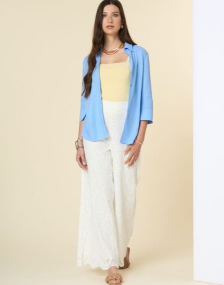 3/4 sleeve pure linen shirt Exenne W070p-E1364