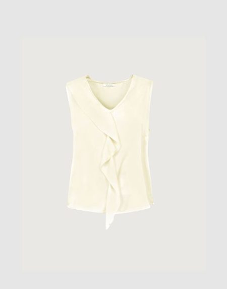 Frilled satin blouse Exenne W638-E1386
