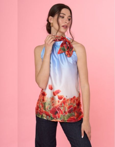 Poppies print blouse Exenne W608B-E1304