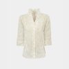 Stand up collar embroidered shirt Exenne W075 E1311