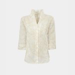 Stand up collar embroidered shirt Exenne W075 E1311