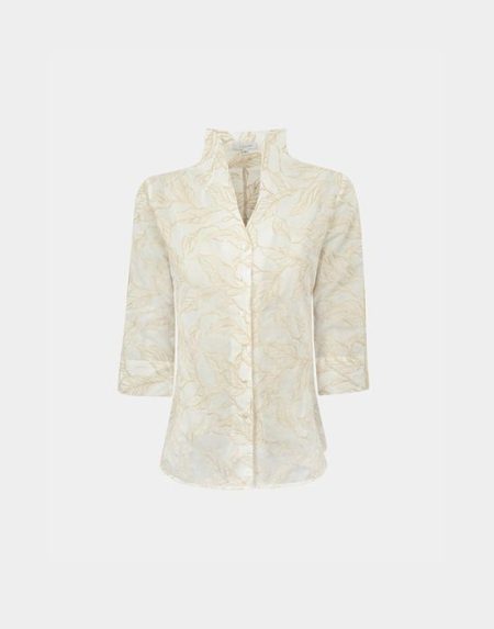 Stand up collar embroidered shirt Exenne W075 E1311